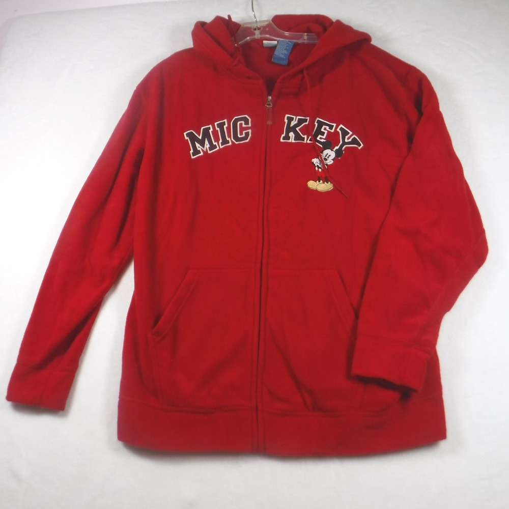 Disney Mickey Mouse Red Zip Up Hoodie Fleece Sweatshirt Womens 1X RN55219